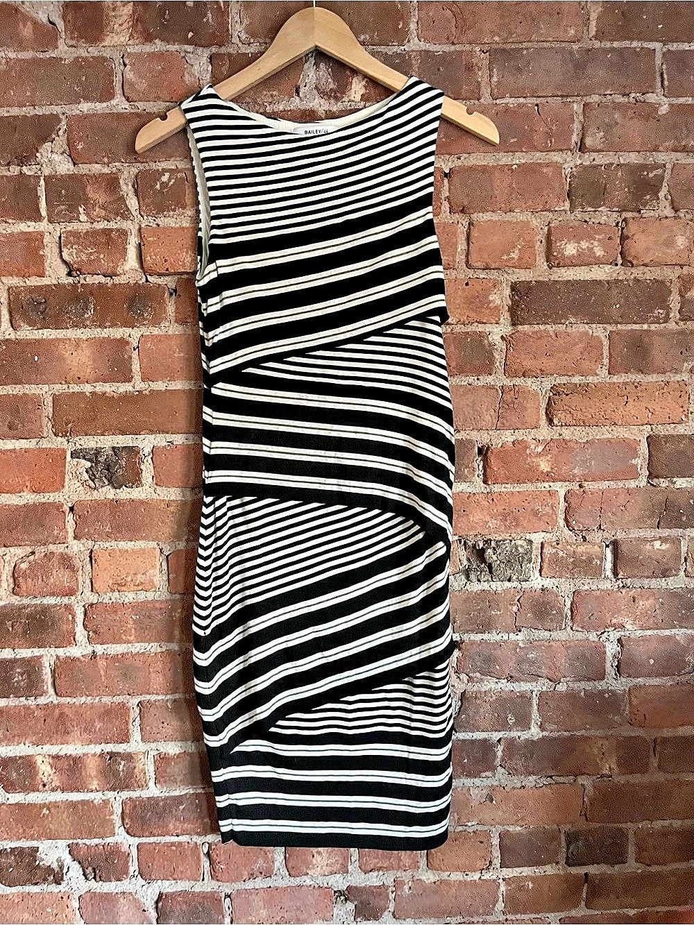 Bailey/44 Striped Midi Dress in Black & White Size 44 Like New
